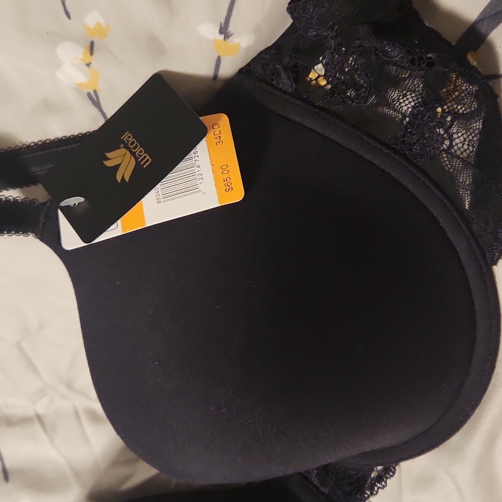 Wacoal French Garden Black Seamless Underwire T Shirt Bra lace 34DD 34E 85340
